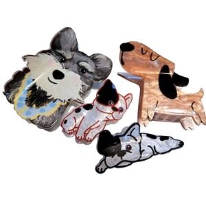 4pc Dog Hair Claw Clip Set Schnauzer French Bulldog Dachshund Acetate Hair Clips
